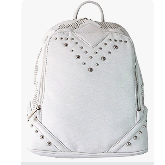 David Jones Studded White Vegan Leather Backpack